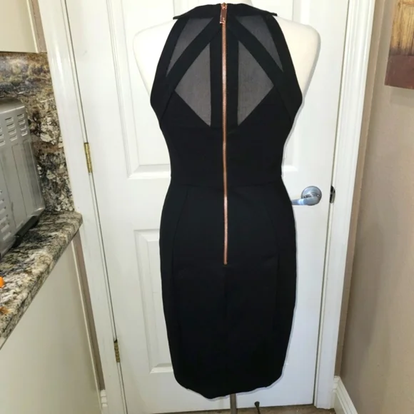 Ted Baker London Black Mesh Bodycon Dress Size 2